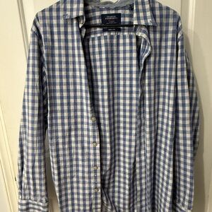 Charles Tyrwhitt Blue and White Checkered Men's Shirt